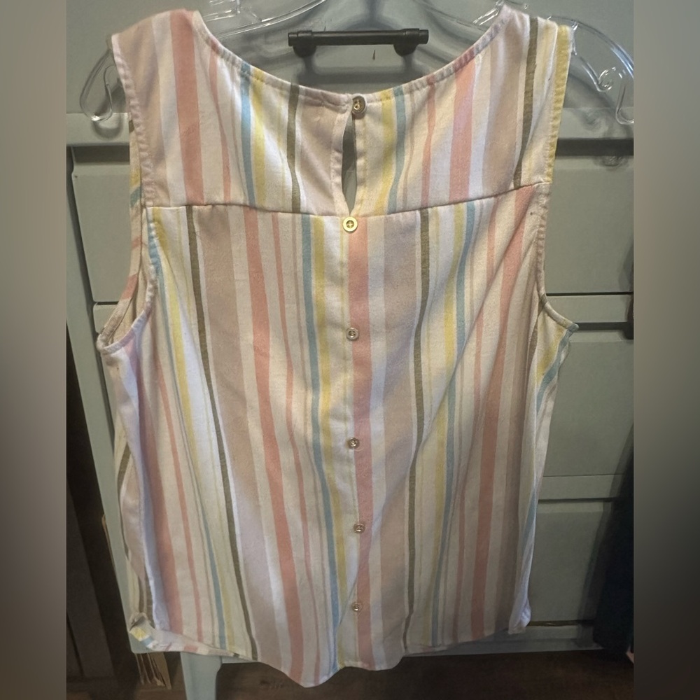 Eden & Olivia Pastel Multi-Striped Sleeveless V-Neck Top - Picture 3 of 3